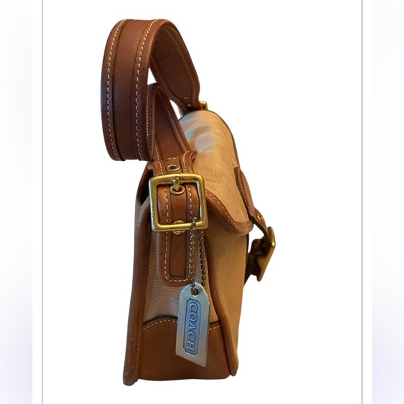 COACH LEGACY DEMI BROWN CANVAS LEATHER FLAP SHOULDER BAG - Picture 5 of 9